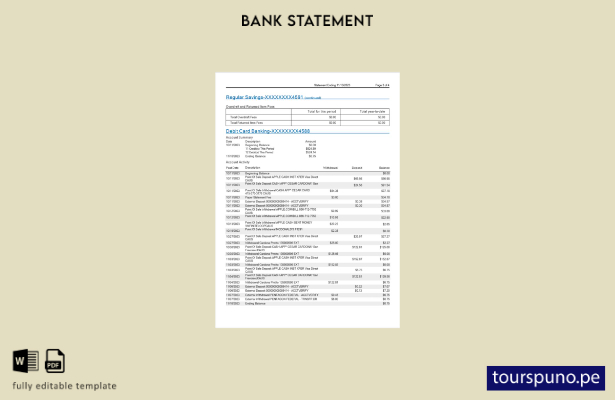 Plantilla de páginas de Word de extracto bancario de MidFlorida lista para imp 1